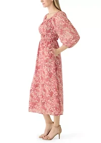 Women's 3/4 Puff Sleeve Maxi Dress