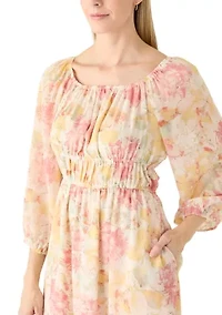 Women's 3/4 Puff Sleeve Maxi Dress