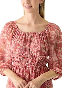 Women's 3/4 Puff Sleeve Maxi Dress