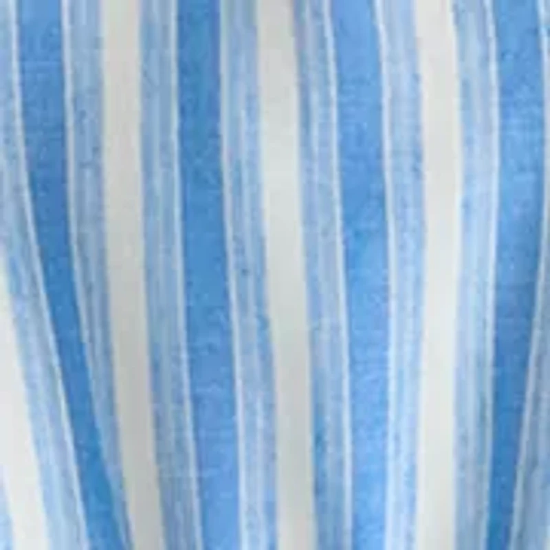 Women's Short Sleeve Smocked Waist Striped Maxi Dress
