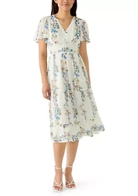 Women's Short Sleeve V-Neck Tiered Midi Dress