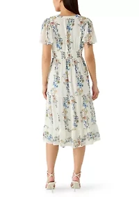 Women's Short Sleeve V-Neck Tiered Midi Dress