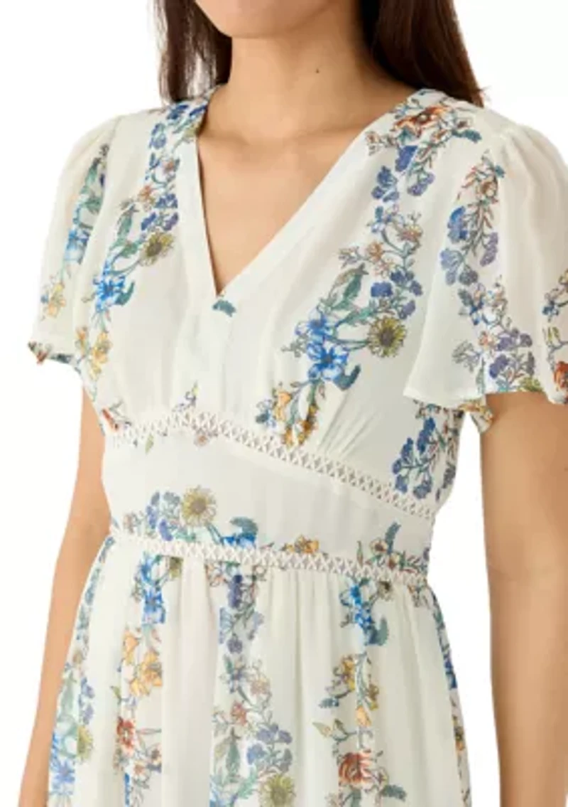 Women's Short Sleeve V-Neck Tiered Midi Dress