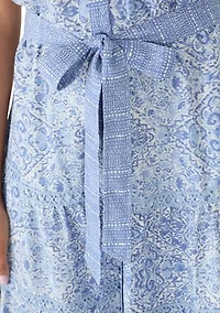 Women's Flutter Sleeve Belted Midi Dress