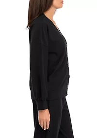 Women's Textured V-Neck Cardigan