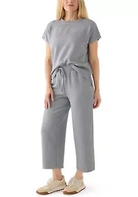 Women's Wide Leg Ottoman Cropped Pants