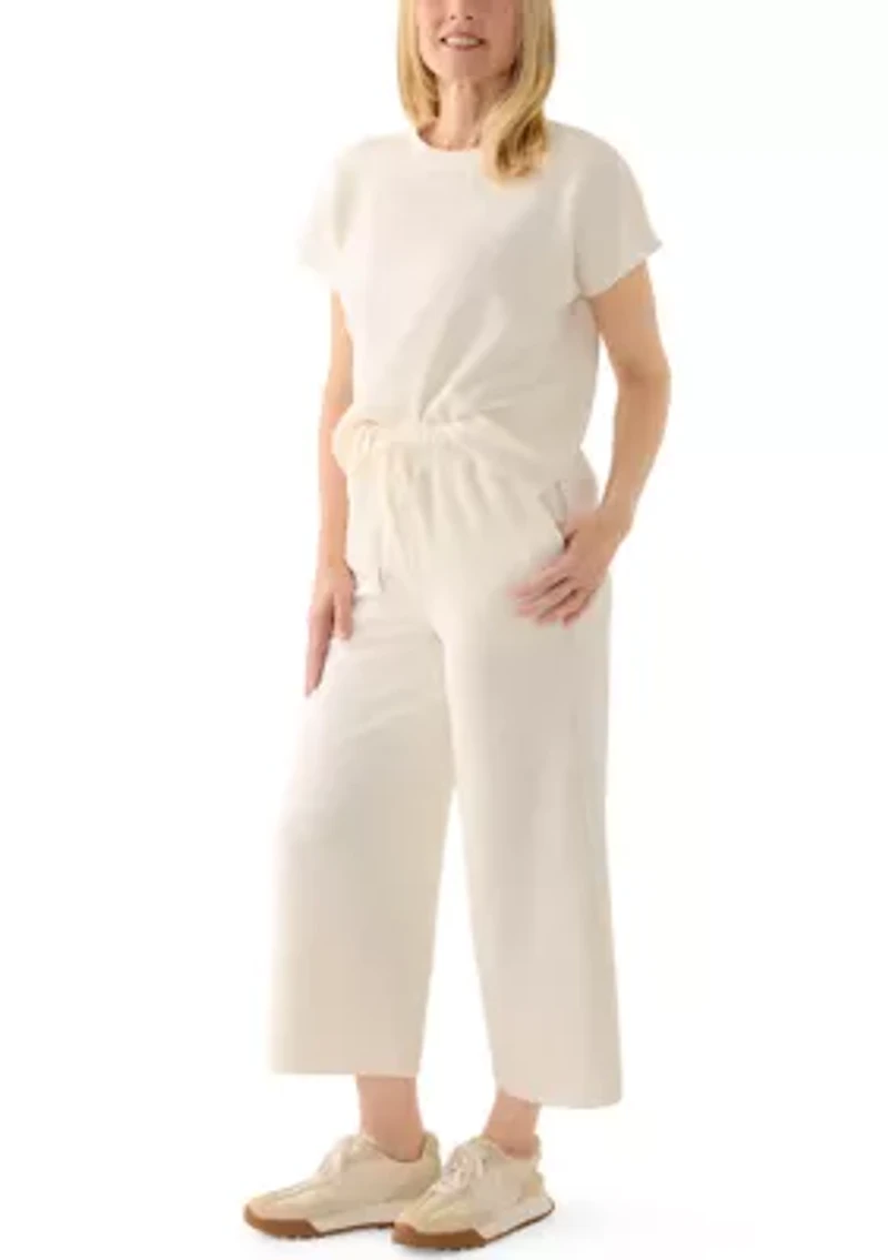 Women's Wide Leg Ottoman Cropped Pants