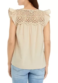 Petite Eyelet Peasant Blouse