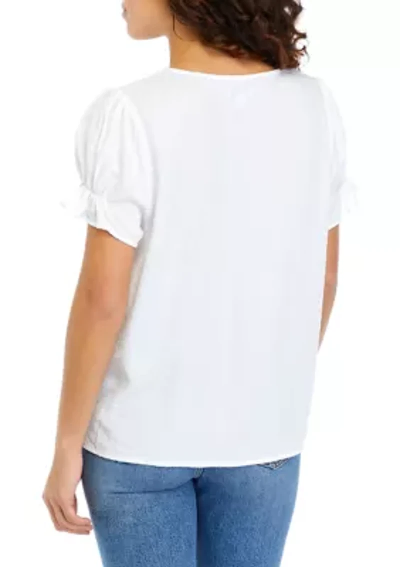 Petite Ruffle Sleeve Printed Blouse