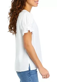 Petite Ruffle Sleeve Printed Blouse