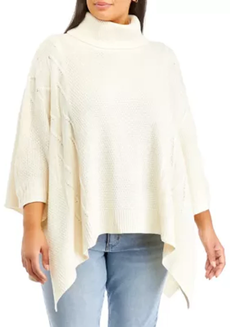 Plus Mock Neck Poncho