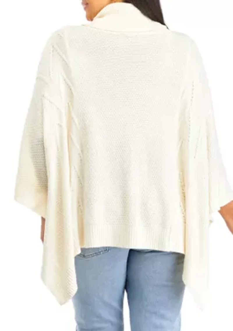 Plus Mock Neck Poncho