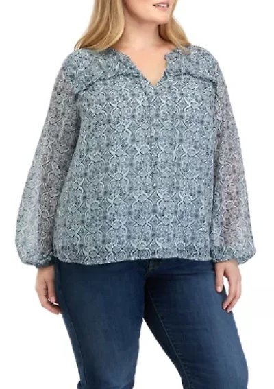 Plus Printed Chiffon Top