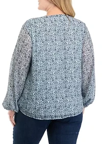 Plus Printed Chiffon Top