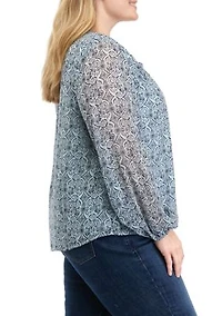 Plus Printed Chiffon Top