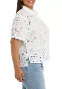 Plus Eyelet Button Down Shirt