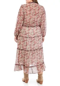 Plus Printed Chiffon Maxi Dress