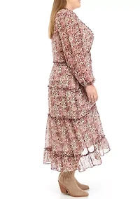 Plus Printed Chiffon Maxi Dress