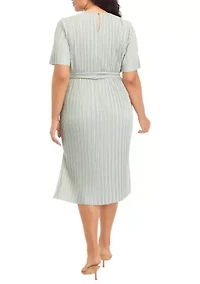 Plus Elbow Pleated Dress