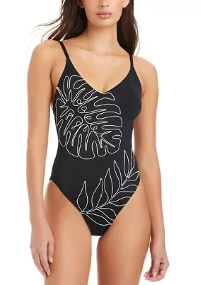 Midnight Breeze Embroidery Tank One Piece