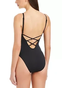 Midnight Breeze Embroidery Tank One Piece