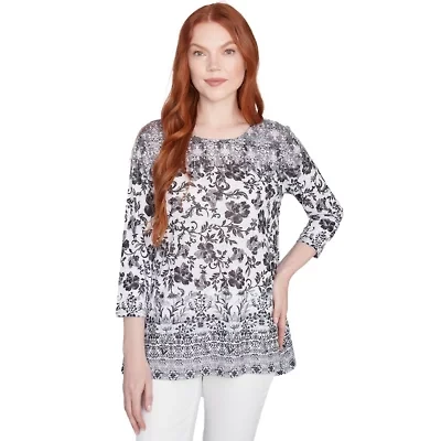 Floral Ombre Border Sublimation Knit Top