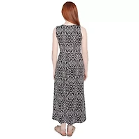 Etched Medallion Puff Print High Low Dress