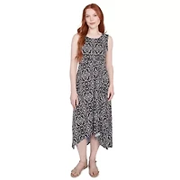Etched Medallion Puff Print High Low Dress