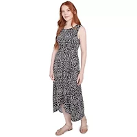 Etched Medallion Puff Print High Low Dress