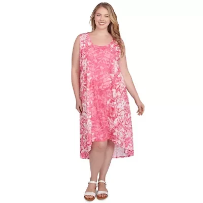 Colorblock Ombre Floral High Low Dress