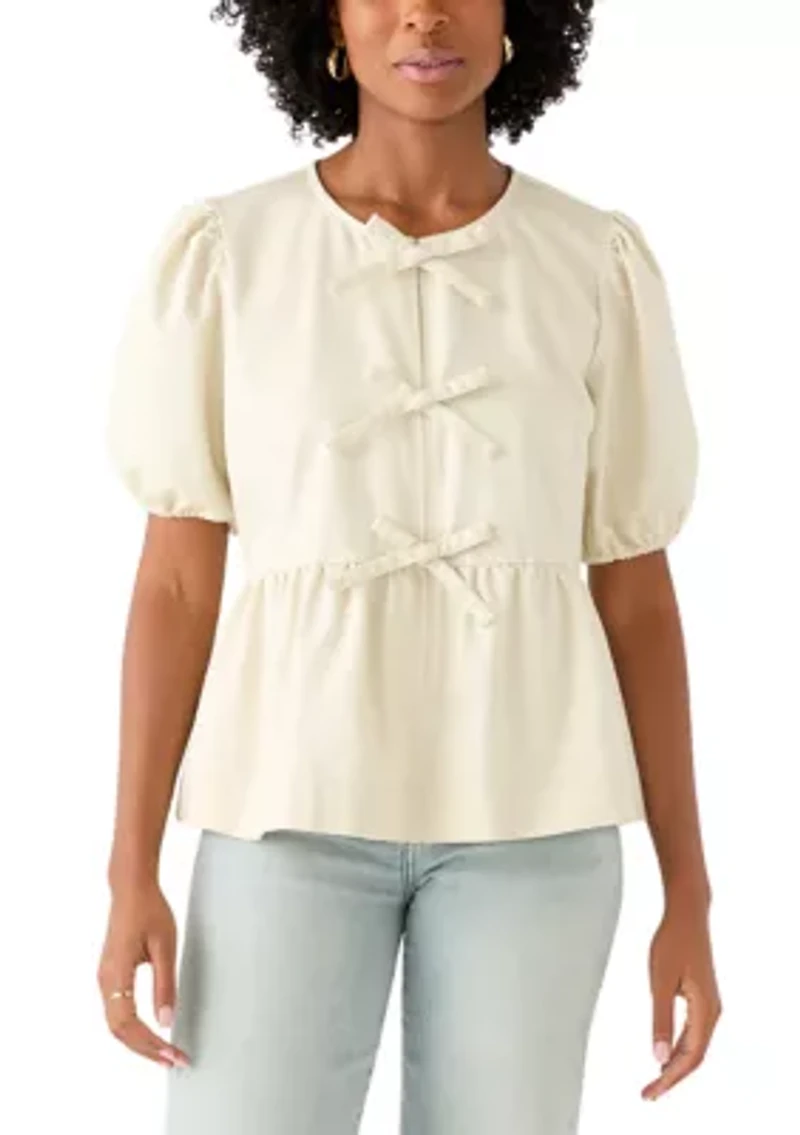 Women's Short Sleeve Bow Tie Top