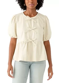 Women's Short Sleeve Bow Tie Top