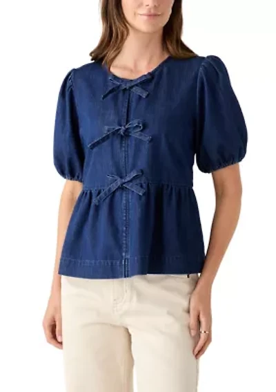 Women's Short Sleeve Bow Tie Top