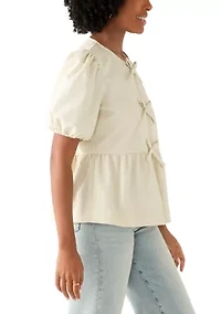 Women's Short Sleeve Bow Tie Top