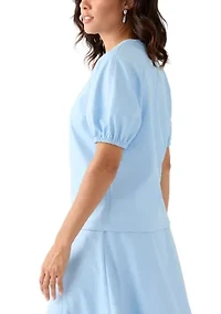 Women's Short Sleeve Leather Top
