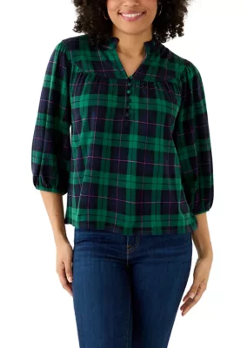 Women's Short Sleeve Print Ponte Top