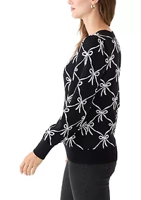 Women's Puff Sleeve Intarsia Knit Tunic Sweater
