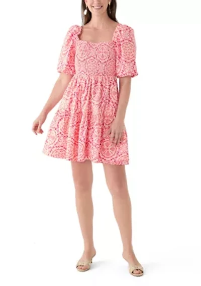 Women's Puff Sleeve Smocked Short Dress