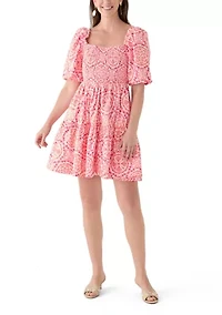 Women's Puff Sleeve Smocked Short Dress