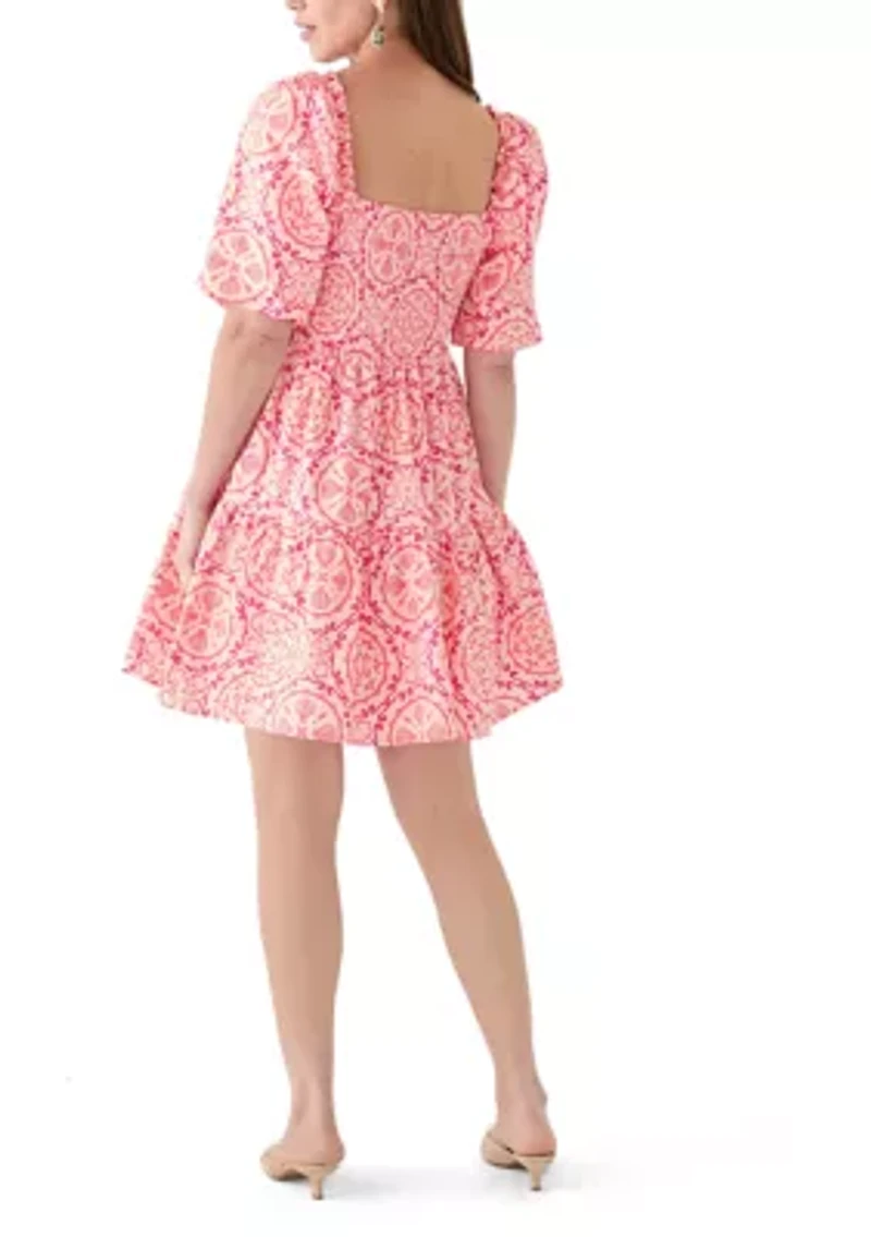 Women's Puff Sleeve Smocked Short Dress