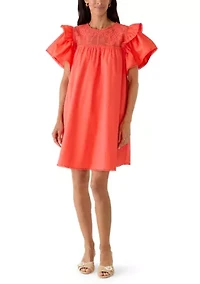Women's Flutter Sleeve Mini Dress