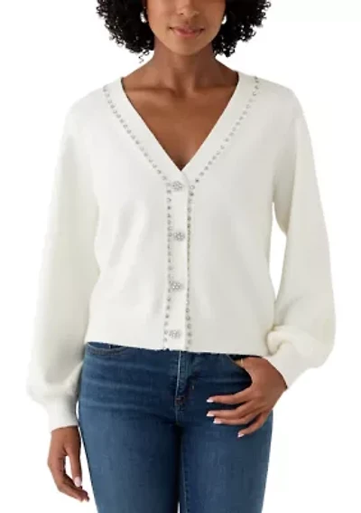 Women's Jeweled Cropped Cardigan