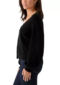 Women's Jeweled Cropped Cardigan