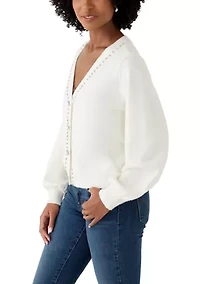 Women's Jeweled Cropped Cardigan