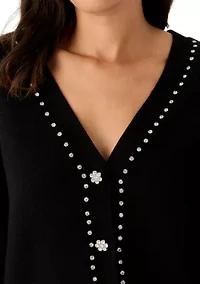 Women's Jeweled Cropped Cardigan