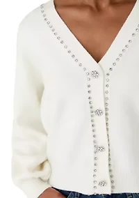 Women's Jeweled Cropped Cardigan