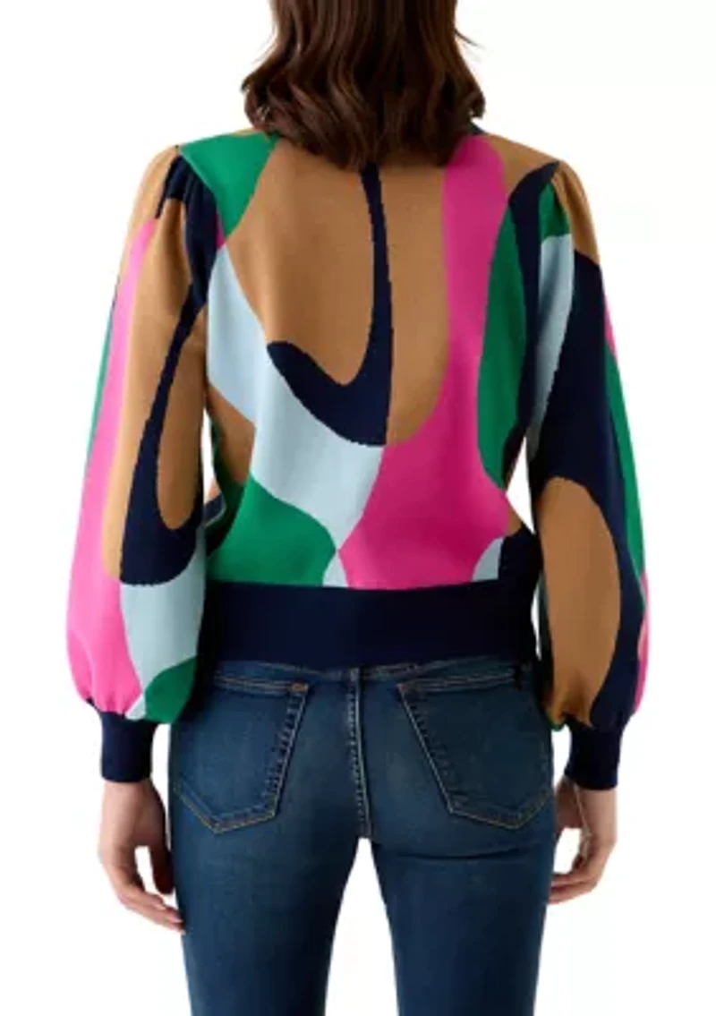 Women's Intarsia Knit Cropped Cardigan