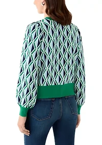 Women's Intarsia Knit Cropped Cardigan