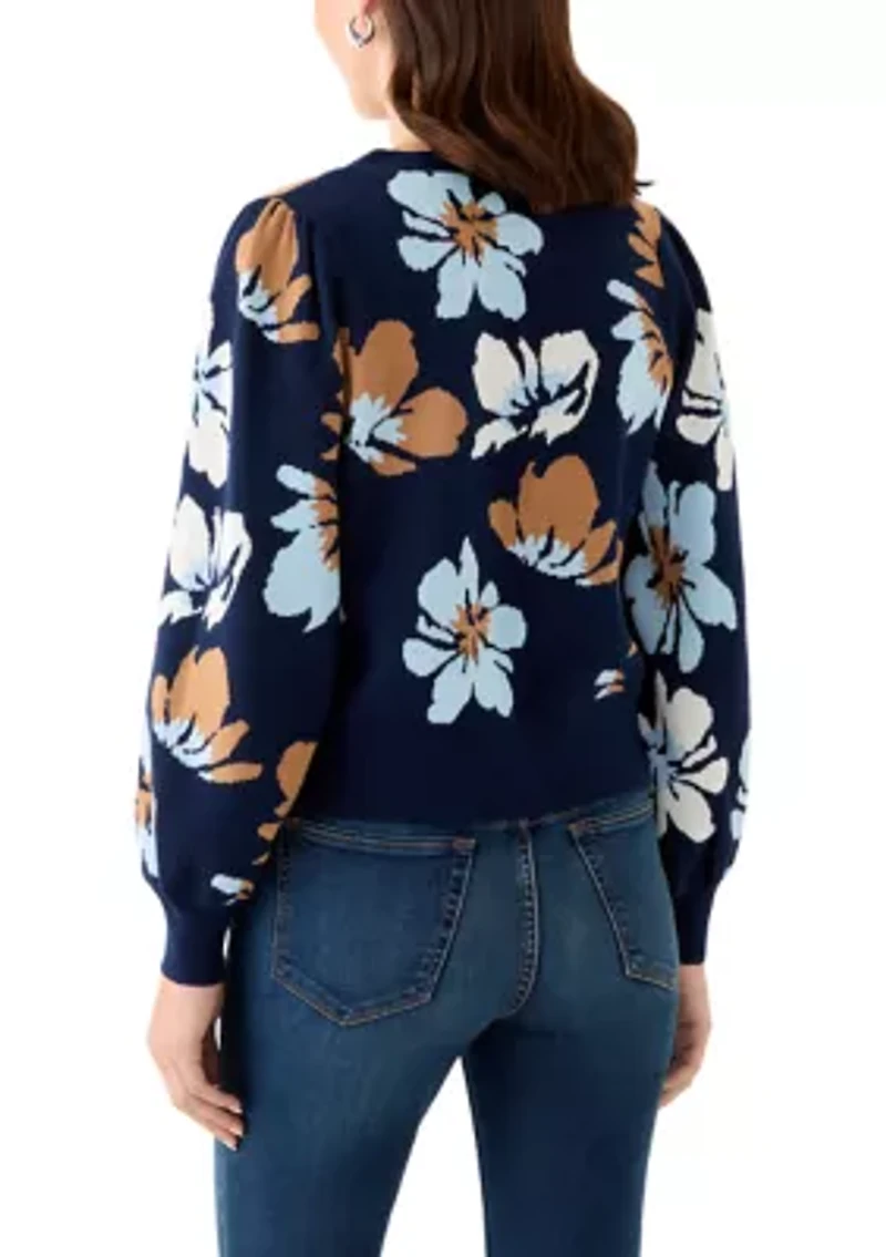 Women's Intarsia Knit Cropped Cardigan