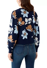 Women's Intarsia Knit Cropped Cardigan